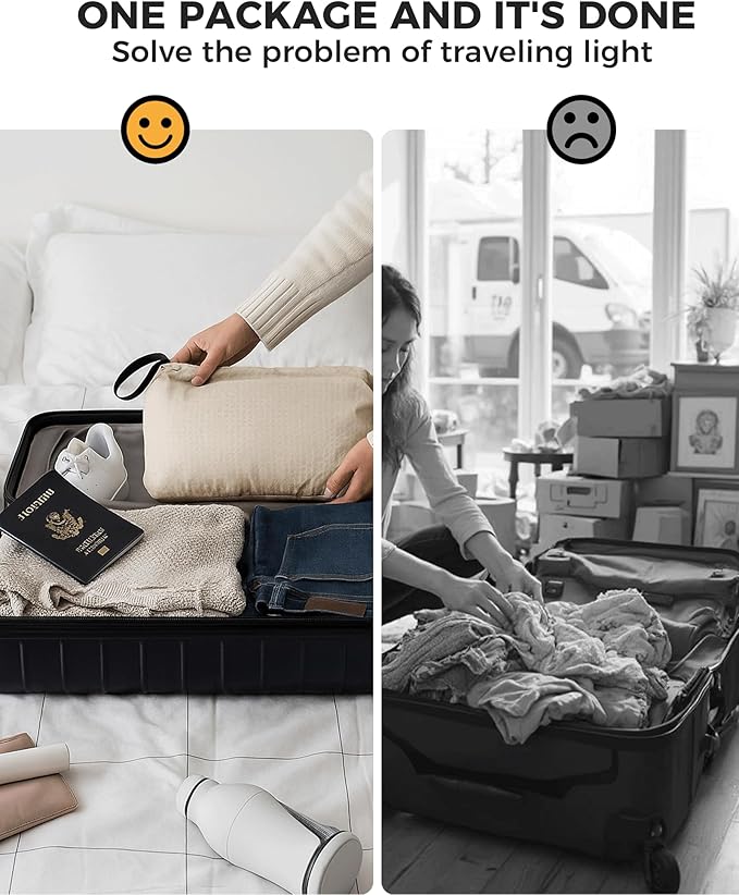 Travel Compression Laundry Bag, Pump-Free Vacuum Space Saver Bag for Dirty Clothes, Reusable Waterproof Wet Dry Bag, Travel Laundry Bag for Luggage, Packing, Suitcase (1 Pcs)(Gray, M)