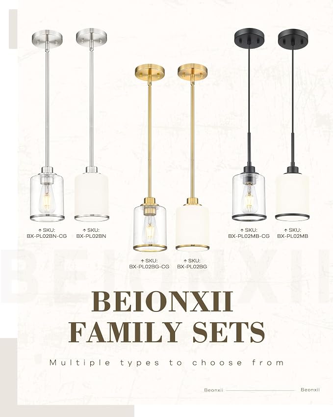 Beionxii Brushed Gold Pendant Lights Kitchen Island, Hanging Lights, 1 Pack | Modern Kitchen Pendant Lighting Over Island, Gold Pendant Light with Clear Glass for Sink, Dining Room, Entryway, BX-PL02BG