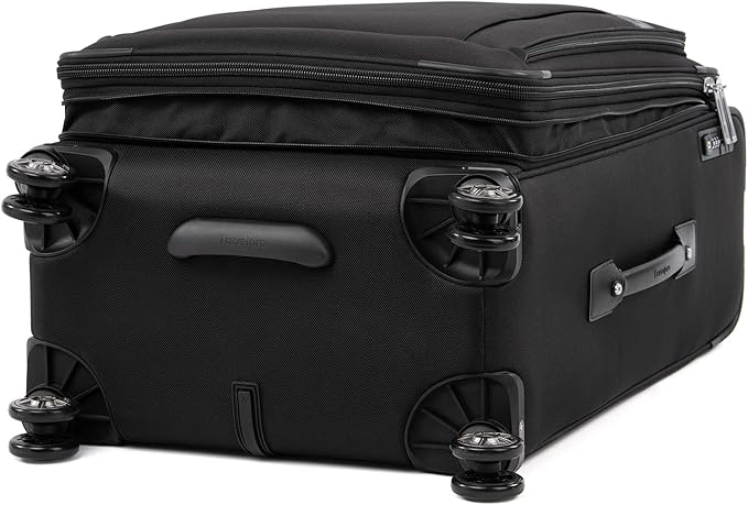 Travelpro Platinum Elite Softside Expandable Checked Luggage, 8 Wheel Spinner Suitcase, TSA Lock, Men and Women, Shadow Black, Checked Medium 25-Inch