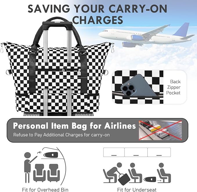 WOOMADA Weekender Overnight Bag for Women, Shoulder Travel Duffel with Shoes Compartment,Gym Bag with Toiletry Bag
