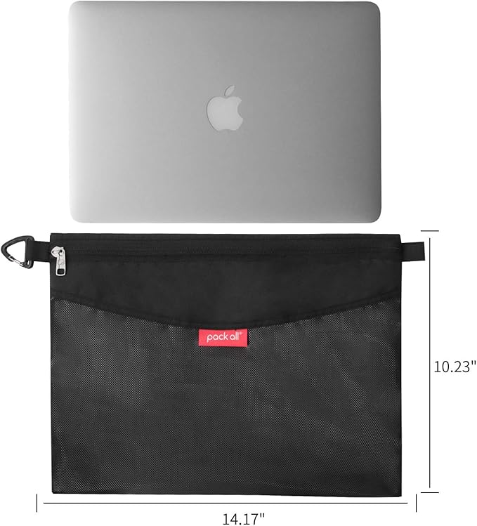 pack all Water-resistant Material Zipper Pouch, Mesh Zipper Bags for Storage, Travel, Office (Black, Large)