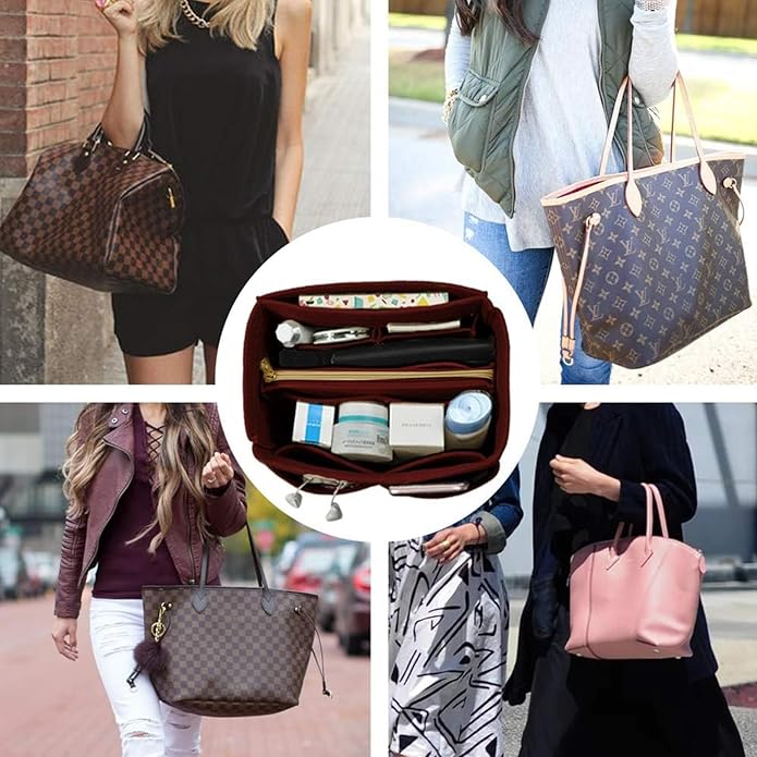 OMYSTYLE Purse Organizer Insert, Felt Tote Bag Organizer Insert with 5 Sizes, Handbag Dividers for Inside Purse, Compatible with Longchamp, Neverful, Speedy and More
