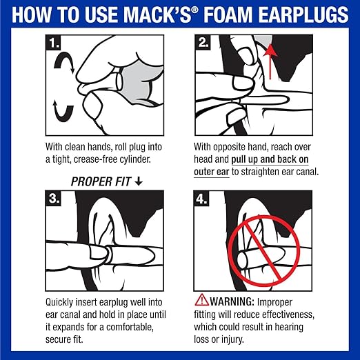 Mack’s Maximum Protection Soft Foam Earplugs – 40 Pair, 33 dB Highest NRR – Comfortable Ear Plugs for Sleeping, Snoring, Loud Concerts, Motorcycles and Power Tools | Made in USA