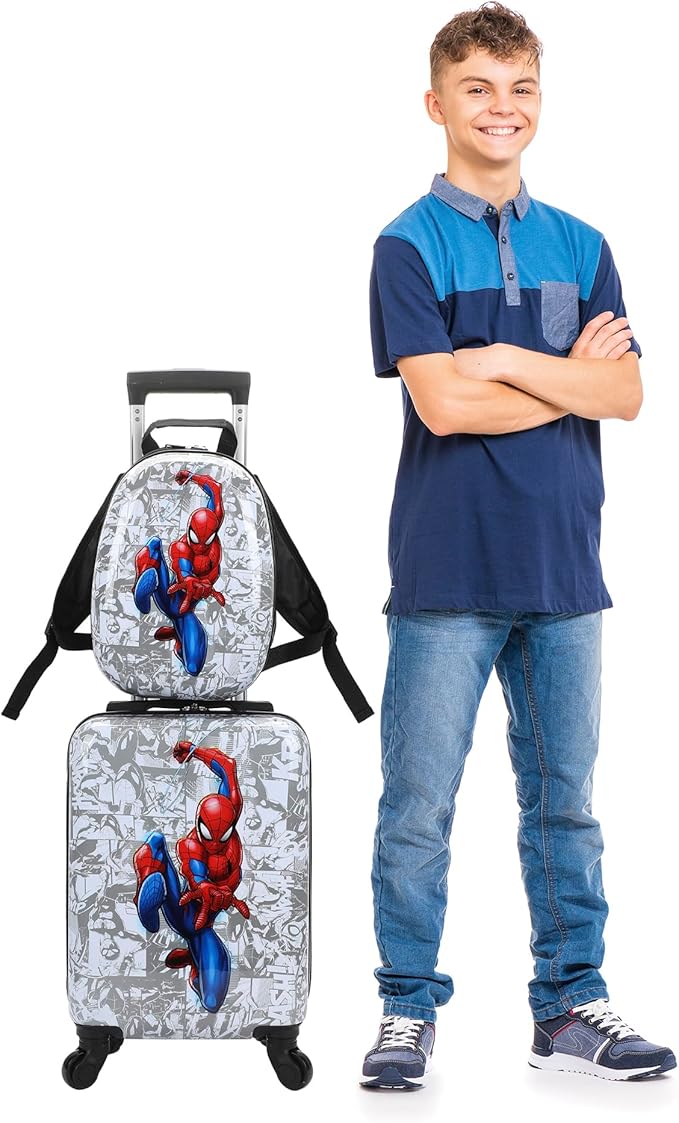 Bioworld Spider-Man In Pose Kids' 2-Piece Travel Set With Rolling Suitcase And Backpack