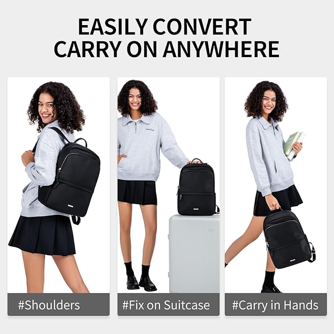 GOLF SUPAGS Laptop Backpack for Women Slim Computer Bag Work Travel College Backpack Purse Fits 15.6 Inch Notebook (Black)