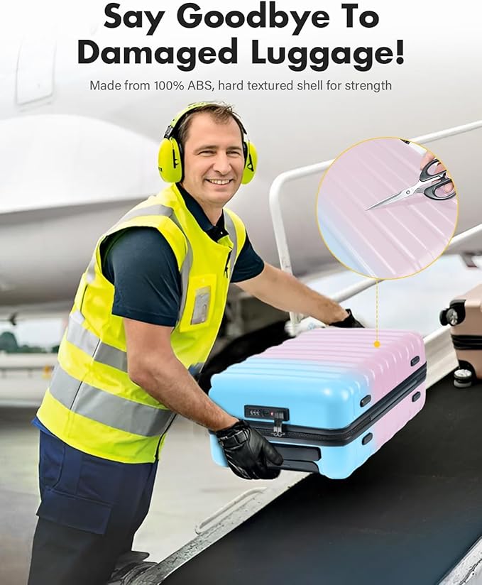 Lekesky 16 Inch Underseat Carry On Luggage Airline Approved, Small Hard Shell Suitcase with TSA Lock Spinner Wheels, Lightweight Personal Item Carry-On for Travel, Cotton Candy