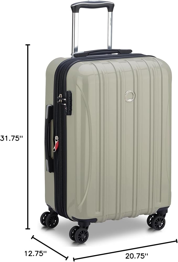 DELSEY PARIS Helium Aero Hardside Expandable Luggage with Spinner Wheels, Latte, Checked-Large 28 Inch