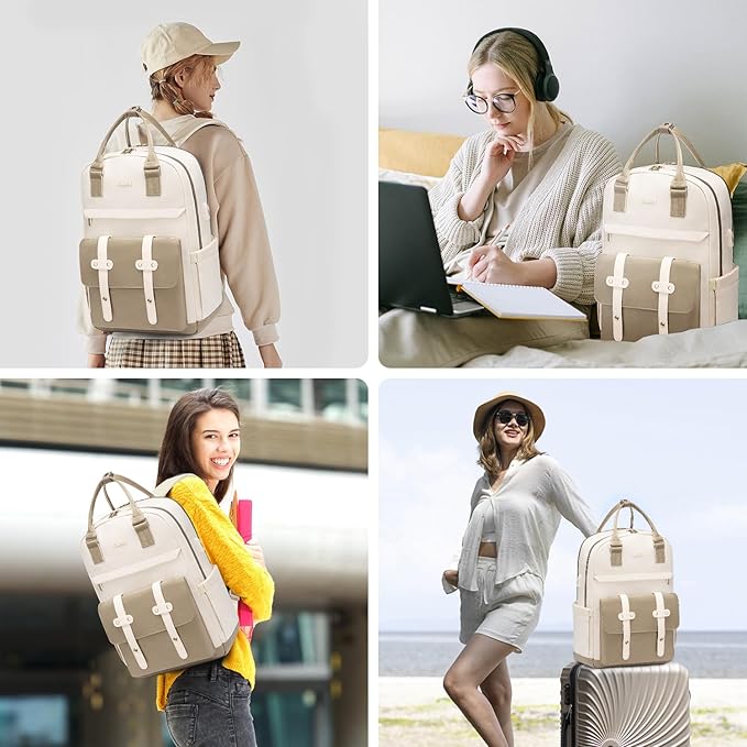 LOVEVOOK Laptop Backpack for Women, 15.6 Inch Laptop Bag with USB Charging Port, Fashion Water Resistant Daypacks Teacher Nurse Stylish Travel Bags Vintage Computer Backpack for College, Work