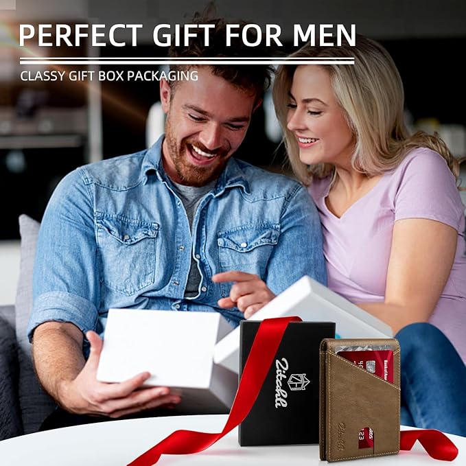 Zitahli Bifold Wallets for Men - Slim RFID Leather Credit Card Holder for 6-11 Cards, Minimalist Thin Wallet with ID Window & Cash Slot,Front Pockt Carteras Para Hombres, Birthday Gifts for Men | Slim, RFID Blocking, Premium, Front Pocket, Gift Box, Le...