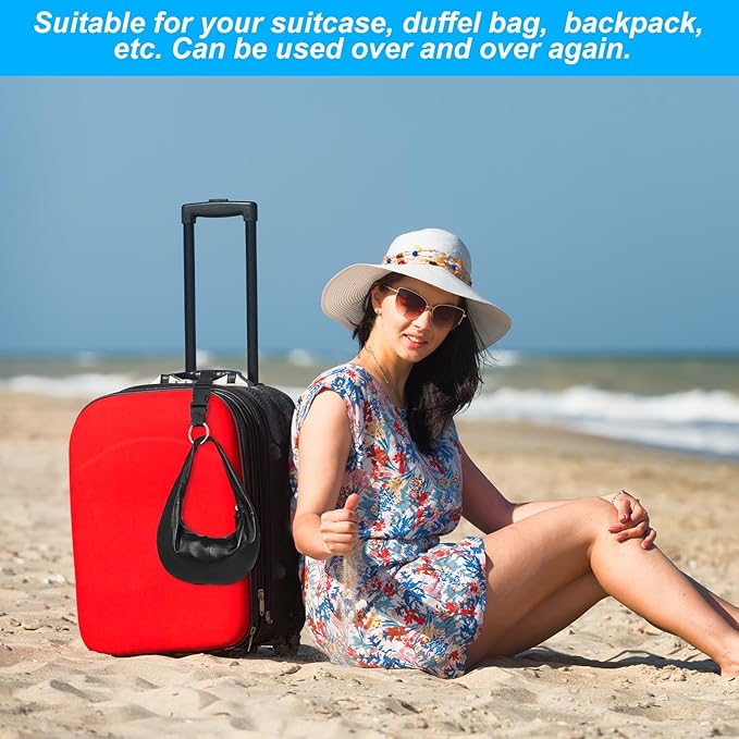 2 Pcs Add a Bag Strap for Suitcase Adjustable Suitcase Belt Jacket Holder Jacket Gripper Travel Belt Add Bag Handbag Clip Travel Accessories for Connecting Your Luggage Jacket (Black)