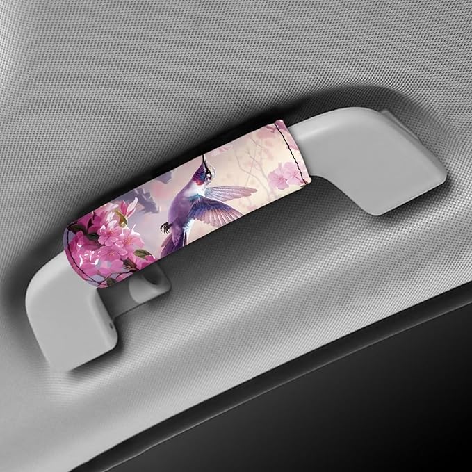 BIGCARJOB 2 Pcs Luggage Handle Cover for Suitcase with Pink Hummingbird Flower Print Travel Suitcase Handle Sleeve Covers Identifier Travel Bag Wraps Luggage Accessories