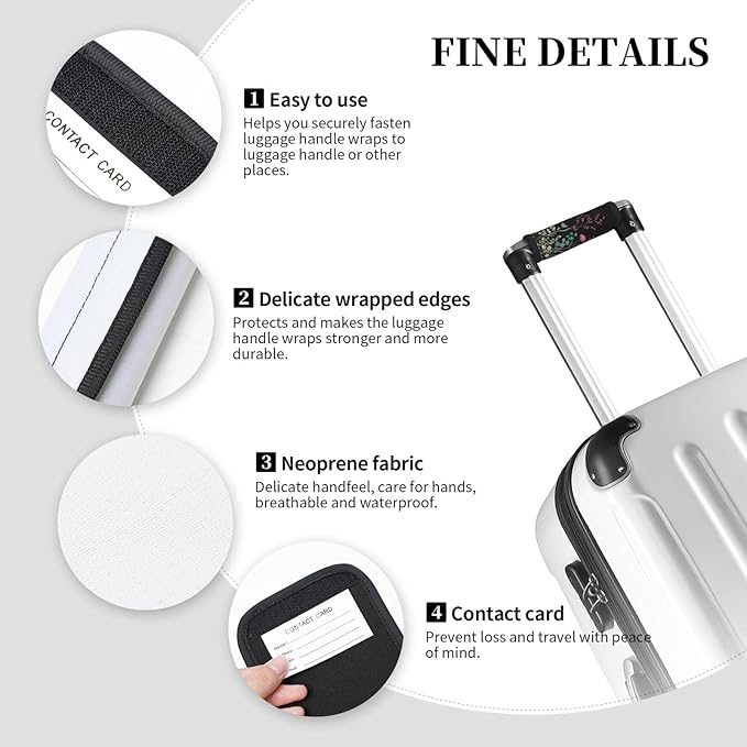 Wildflower Plant Luggage Handles Wrap Grips For Suitcases Luggage Travel Accessories For Airplane 2pcs