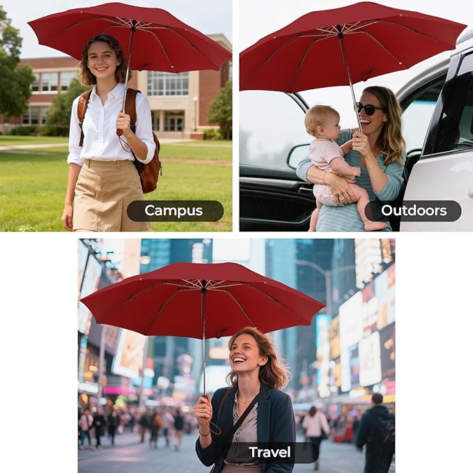 ZDSSM Compact Inverted Travel Umbrella, Automatic Open Close, 9-Rib 46 Inch Windproof Umbrella, Waterproof UPF 50+, Portable Umbrellas for Men, Women, Travel, and Daily Use