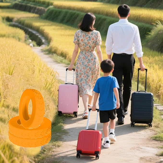 Luggage Wheel Covers, Luggage Wheel Protector Covers for 2-2.4 inches Wheels Suitcases,Anti-Scratch & Noise Reduction Design, Silicone MaterialDurable Travel Case Accessories (8, Orange)
