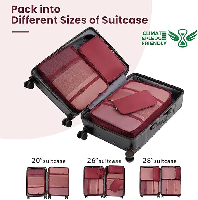 BAGAIL 6 Set/8 Set/10 Set Packing Cubes Various Sizes Packing Organizer for Travel Accessories Luggage Carry On Suitcase