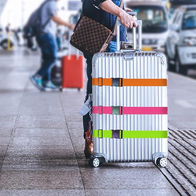 Ikaufen 12 Pack Luggage Straps Suitcase Belts Straps Wide Adjustable Packing Straps Travel Belts Accessories for Business Traveling Packing (Multicolor)