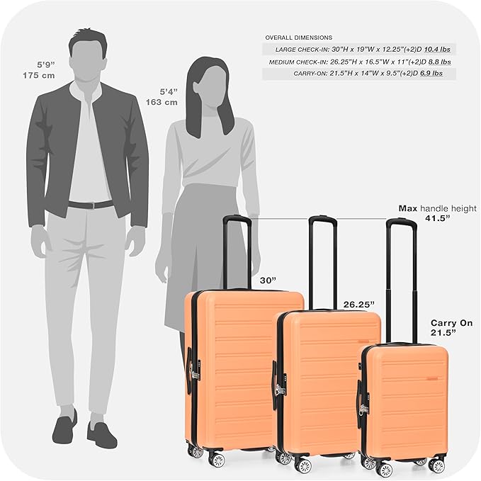Travel Select Snowcreek Hardside Expandable Spinner Luggage, Tangerine, 30-Inch Checked Only