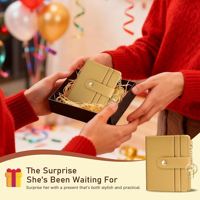 Jogjam Ginger Yellow Rfid Ladies Wallet, Small Slim Thin Compact Credit Card Women Wallet, PU Leather Bifold Cash Zipper Coin Pocket ID Window for Female