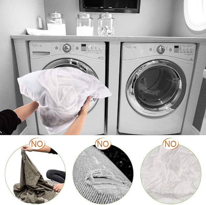 OTraki 2 Pack Extra Large Laundry Mesh Bag 43 x 35 Inch Mesh Laundry Bag Zippered Big Net Bag for Blanket Sweater Coat Bedding Sheet in Home Dorm Hotel Don't Drying, Melting 140-176℉, White