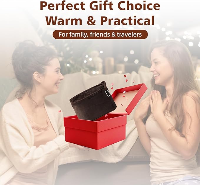 Travel Blanket with Carry Bag, Lightweight Wearable Airplane Blanket, Soft Packable Throw for Travel & Office Coffee Brown