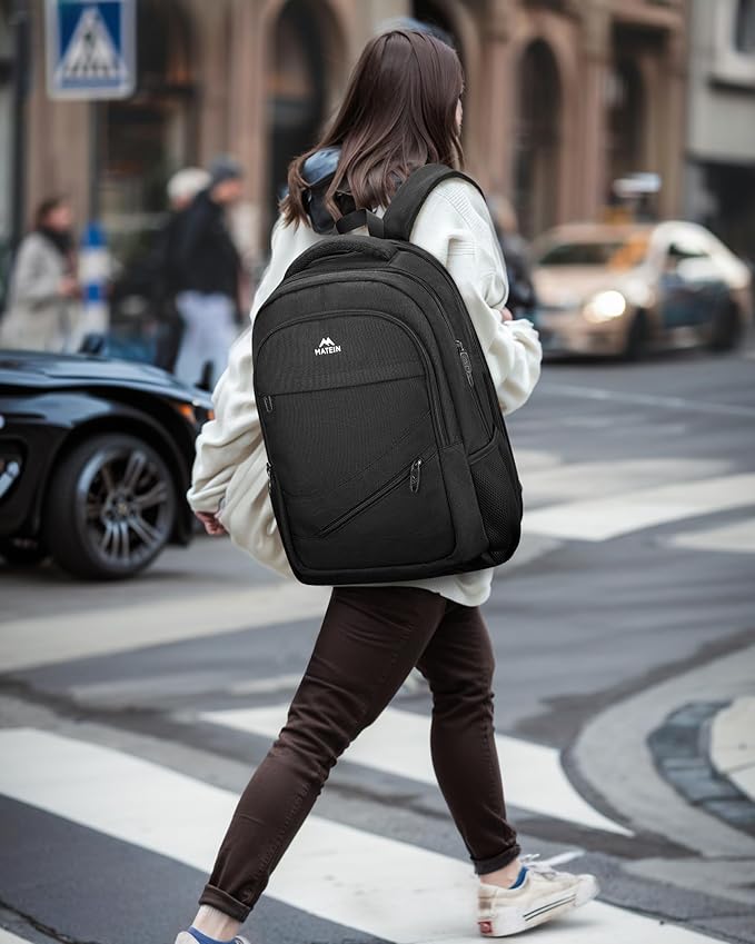MATEIN 18.4 Inch Laptop Backpack 50 L, Extra Large Anti Theft Carryon Backpack TSA Approved, Work Business Bag with Multiple Compartments & Luggage Strap for Travel, Gifts for Men Women, Black