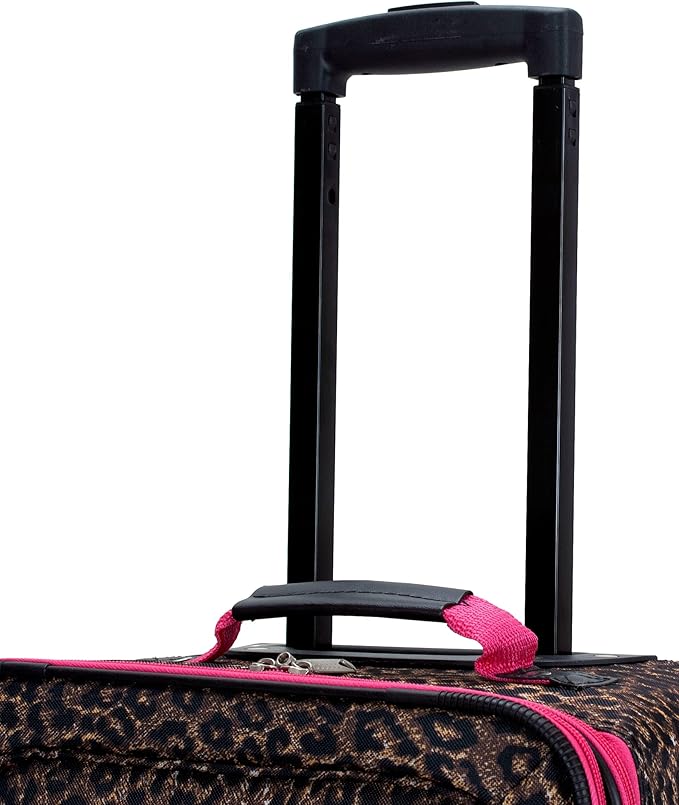 Rockland Jungle Softside Upright Luggage Set, Pink Leopard, 4-Piece Set (14/29/24/28)