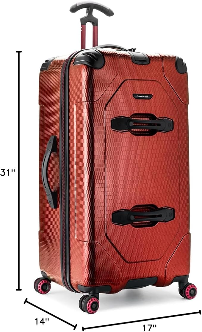 Traveler's Choice Maxporter II Polycarbonate Hardside Trunk with Spinner Wheels, Red, 31-Inch Large Trunk