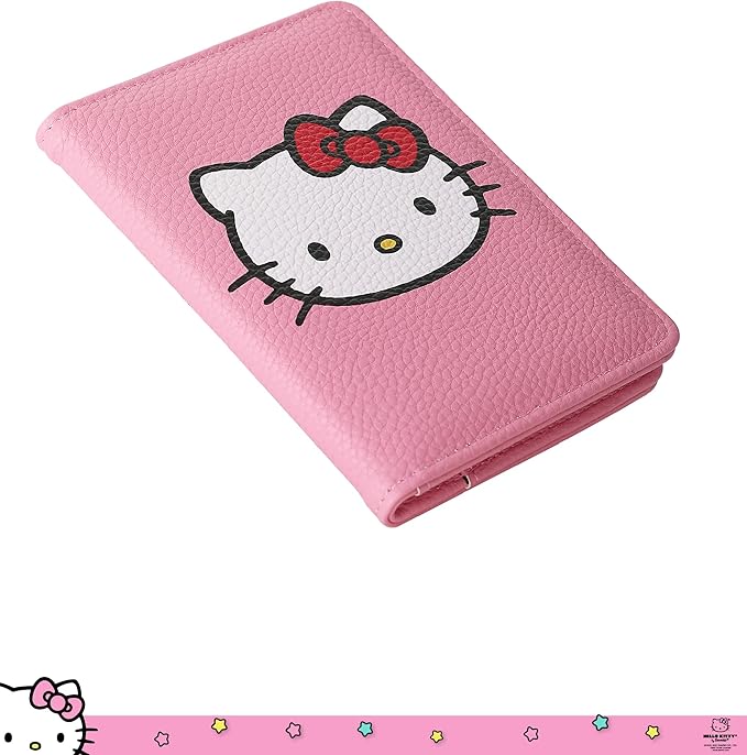 Hello Kitty Pebbled Pink Passport Holder for Travel Official License, Sanrio Passport Cover for Women