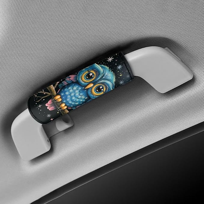 BIGCARJOB Animal Owl Luggage Handle Wrap for Suitcase 2 Pack Blue Owl Print No-Slip Door Handle Protector Covers Luggage Handles Wrap Grips Personalized Luggage Tags Replacement