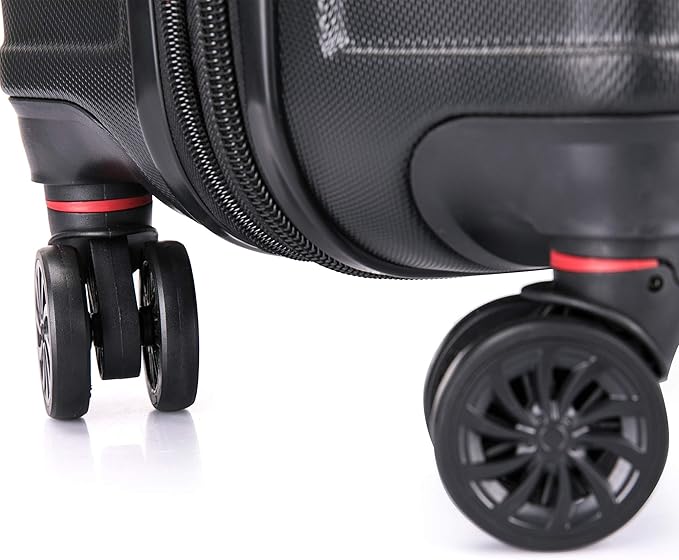 DUKAP ZONIX Luggage with Spinner Wheels | Durable Lightweight Hardside Suitcase, Spacious Travel Bag with Handle and Trolley | 26 Inch Medium Checked Luggage | Black