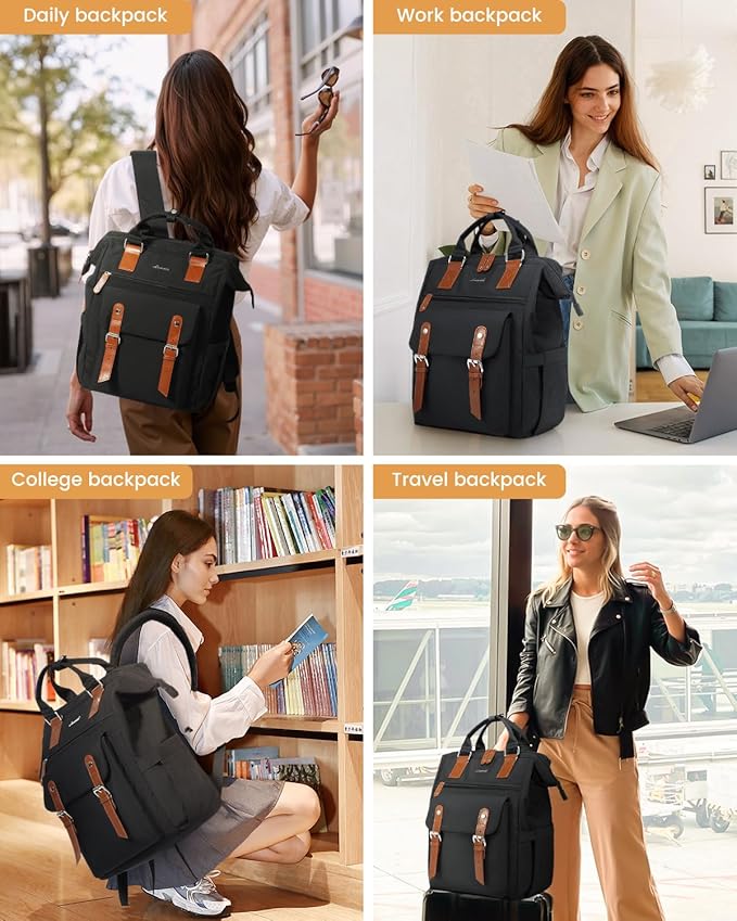 LOVEVOOK Laptop Backpack for Women, Teacher Nurse Work Laptop Bag, Waterproof Travel Backpack Purse, Business Computer Back Pack, Cute Bookbag College Student Gift Nursing School Backpack, 15.6 Inch
