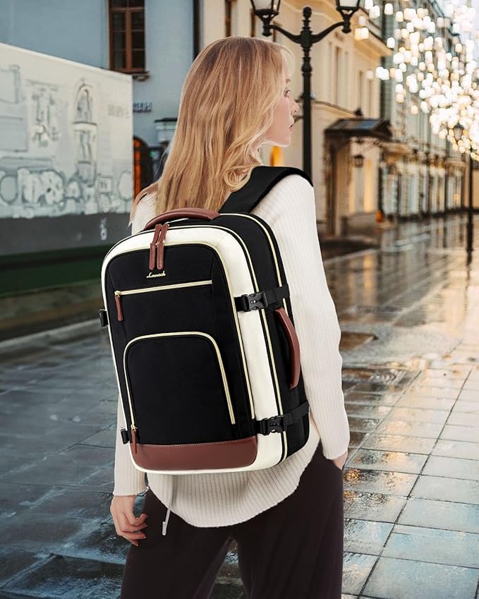 LOVEVOOK 50L Travel Backpack for Women Flight Approved, Carry on Backpack for Airplanes, TSA Personal Item Travel Bag, Waterproof 18 Inch Laptop Backpack, Business Weekender Overnight Daypack, 4Pcs