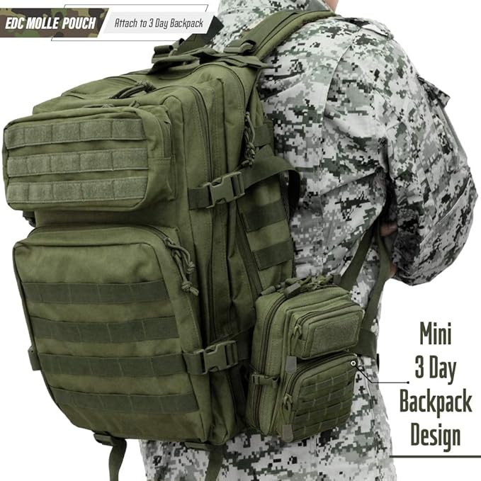 LIVANS Tactical Molle Utility Pouch, EDC Tool Pouch Tactical Phone Pouches Mini Waist Pouches Medical EDC IFAK Pack Mini Design of 3-Day Backpack