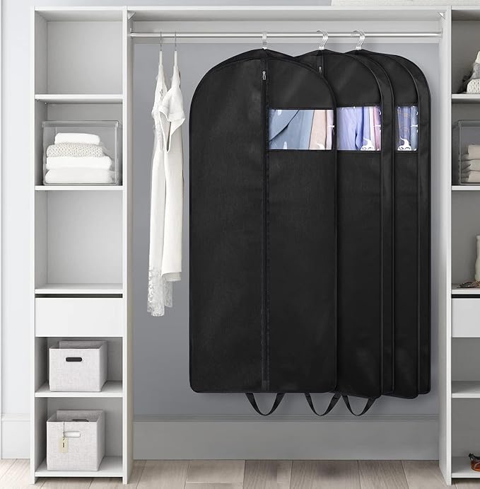 KIMBORA 54" Suit Bags for Closet Storage and Travel, Gusseted Hanging Garment Bags for Men Suit Cover With Handles for Clothes, Coats, Jackets, Shirts(3 Packs)