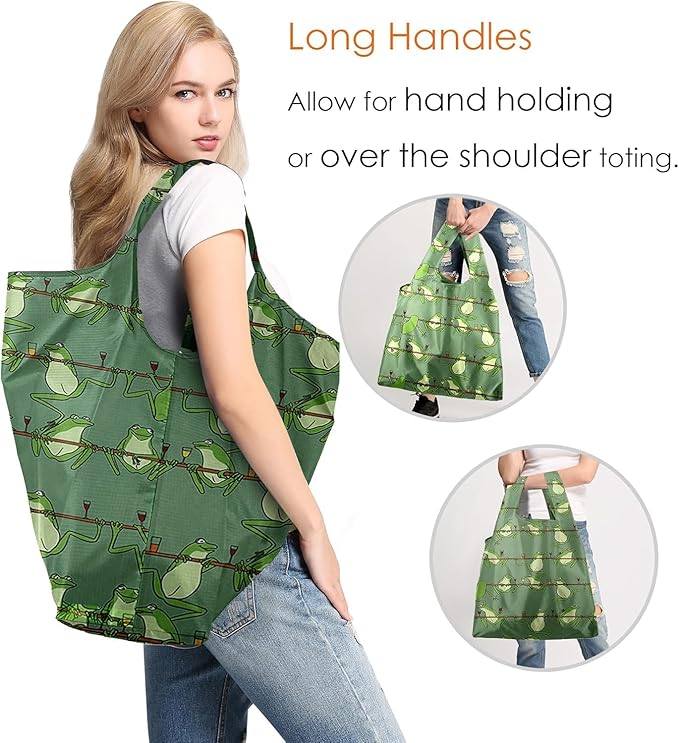 BeeGreen Animals Lover Gifts for Women Animals Reusable Grocery Bags Shopping Bags Bulk 6 Pack 50LBS X-Large Foldable Hedehog Cats Dogs Frog