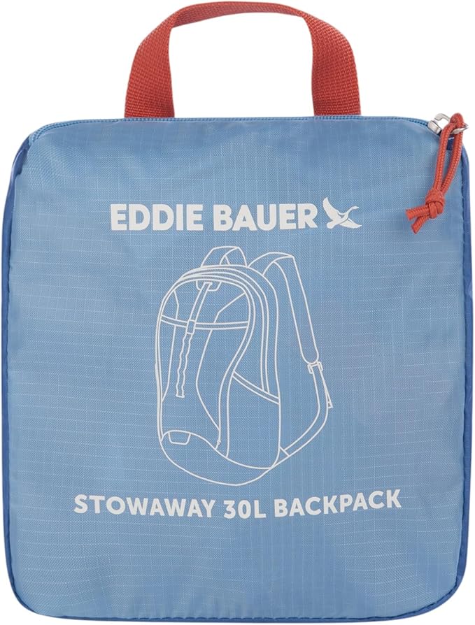 Eddie Bauer Stowaway Packable Backpack | Travel | Outdoor | Lightweight | Foldable | Durable | Ripstop Polyester | 30L - Coast Blue