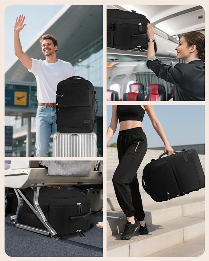 LOVEVOOK Travel Backpack for Women & Men, 50L Carry on Backpack Airline Approved, Large TSA Personal Item Travel Bag fits 17.3" Laptop, Business Weekender Bag for Essentials, 4Pcs