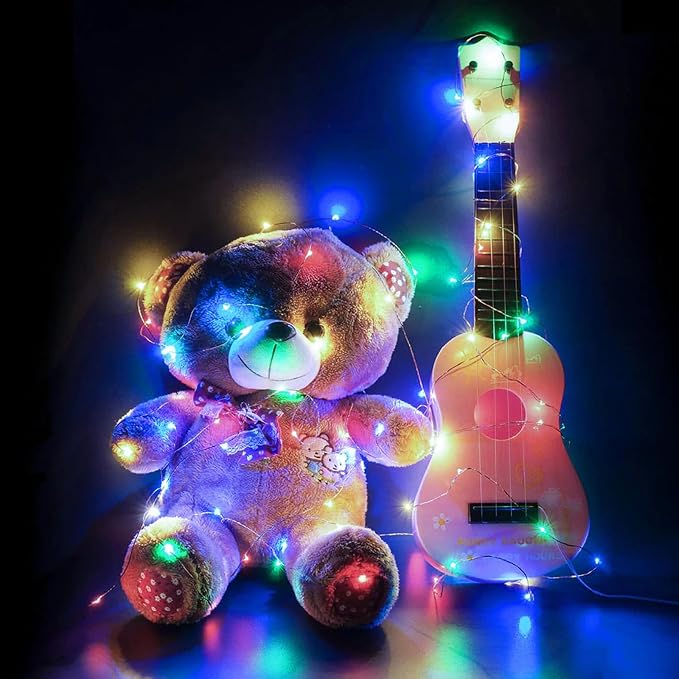50 Pack Fairy Lights 7Ft 20 LED Twinkle String Lights Battery Operated Waterproof Firefly Starry for Mason Jar Party Wedding Christmas Valentines Day,Rainbow + Blue