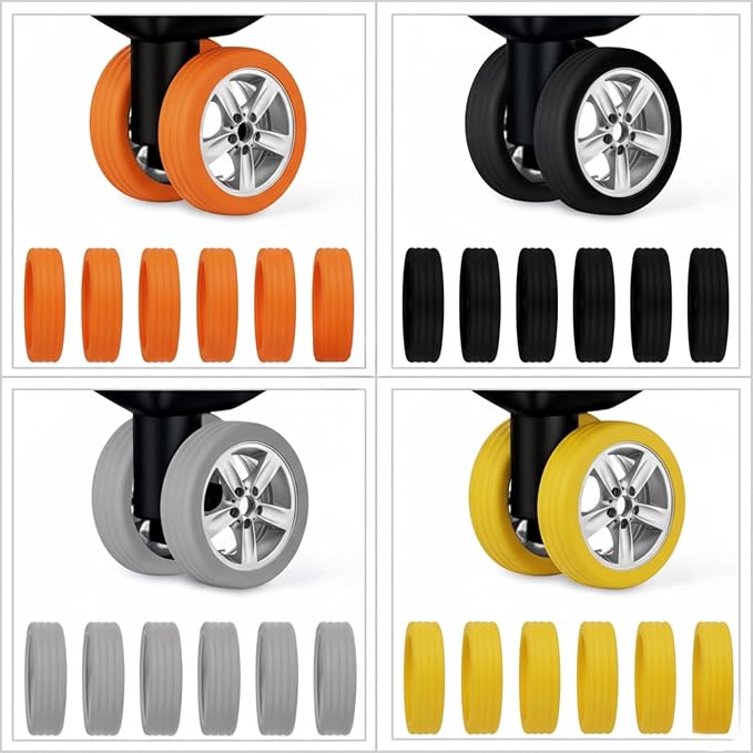 Luggage Tyre Cover Black – Premium Suitcase Wheel Protection Cover, Universal Fit Spinner Luggage Wheel Guard, Washable Travel Sleeve for Baggage Wheels, Durable & Reusable