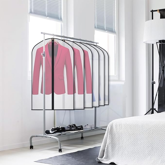 Kntiwiwo Garment Bags Clear Suit Bag for Closet Storage Hanging Clothes Dress Cover Bags (40"12pcs-Black Edges)