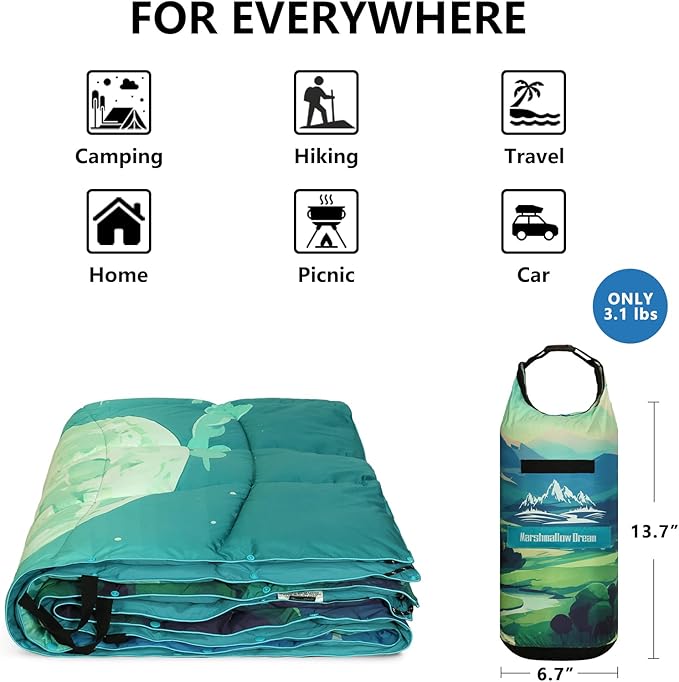 Camping Blanket, Puffy Blankets Lightweight Windproof Resistant for Outdoors,Hiking, Backpacking,Car,Picnic,Stadium