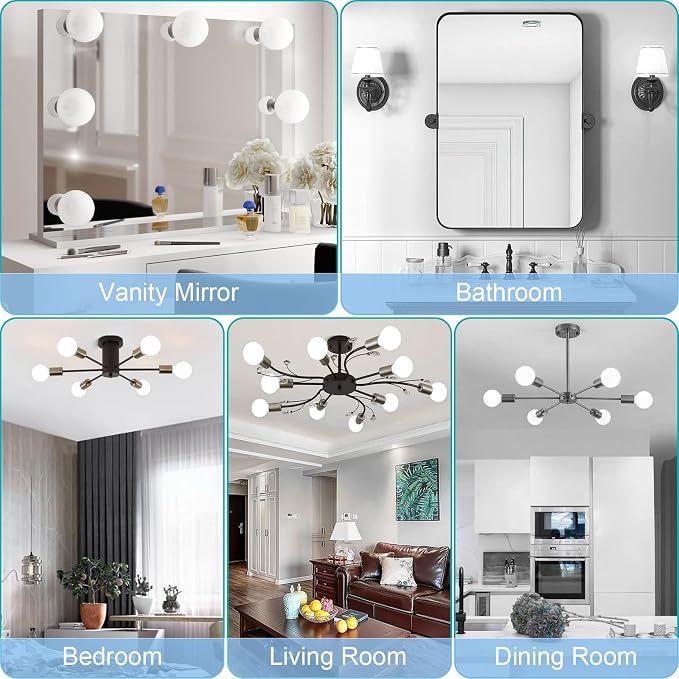 G25 LED Globe Light Bulbs, 60W Equivalent, 5000K Daylight Bathroom, E26 Base, Eye-Friendly Vanity Round, Perfect for Vanity Makeup Mirror, 120V CRI85+ Non-Dimmable 4Pack