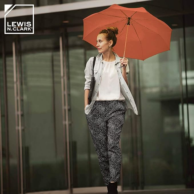 Lewis N. Clark Travel Umbrella: Windproof & Water Repellent Fabric, Automatic Open Close & 1 Year Warranty, Rust