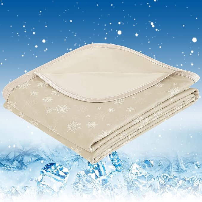 OIGAE Cooling Blanket for Hot Sleepers - Soft & Lightweight Summer Cold Blanket for Night Sweats | Perfect for Bed, Couch, Sofa (Beige, Throw 50'' x 70'')
