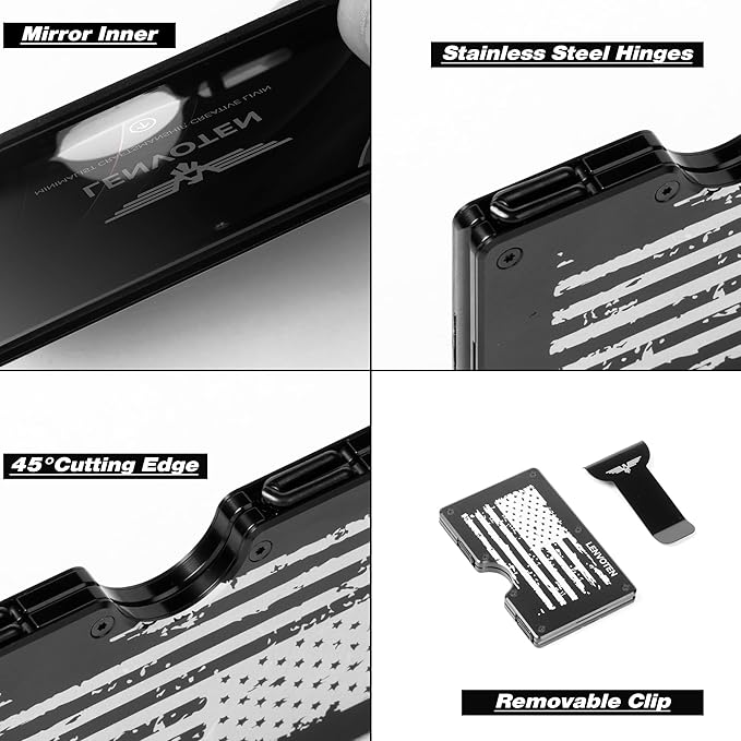 Lenvoten Upgraded Hinged Minimalist Wallet for Men | Slim Metal RFID Blocking Wallet | Credit Card Holder & Money Clip Holds 20 Cards | Premium Scratch-Resistant Finish | Ideal Gift for Men