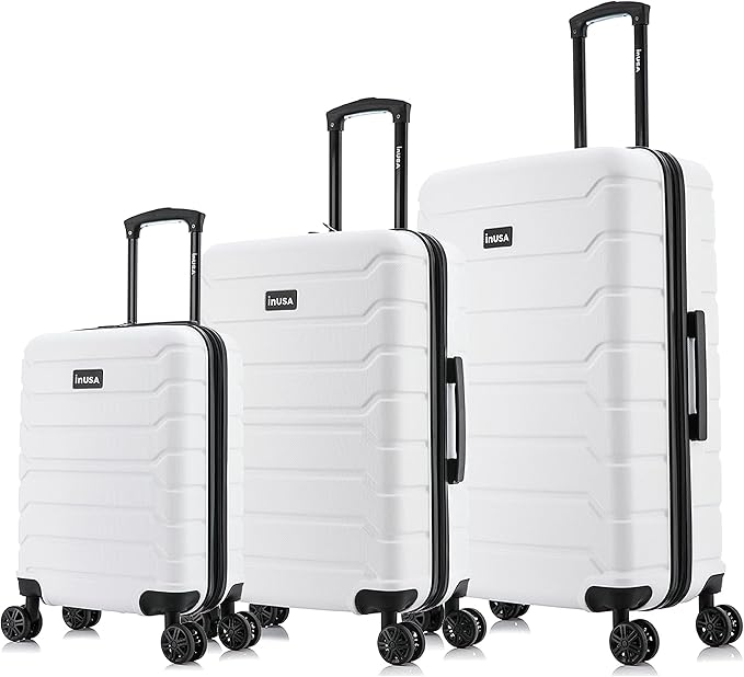 InUSA TREND Luggage with Spinner Wheels | Durable Lightweight Hardshell Suitcase,Travel sets with Handle and Trolley | (20in, 24in, 28in) 3 Piece Set | White
