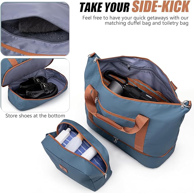 KUNEL Expandable 5 Piece Luggage Sets with Detachable Spinner Wheels and TSA Lock, Unisex Hardside ABS Suitcase Set, Hardshell Lightweight Waterproof Travel Hard Case Suitcases with Wheels, Iceblue