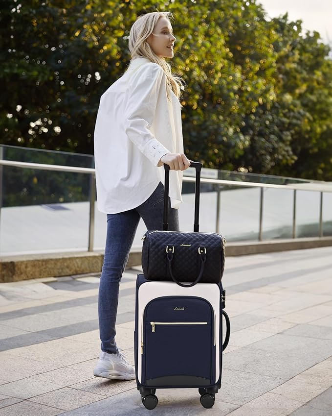 LOVEVOOK Carry On Luggage 22x14x9 Airline Approved, 20 Inch Softside Suitcases with Wheels, Lightweight Spinner Carry on Suitcase with TSA Lock, Water-Resistant Large Capacity Luggage for Travel