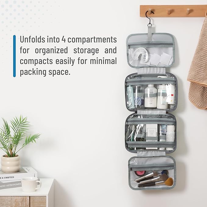 Ms. Pen- Travel Toiletry Bag Organizers, Teal, Makeup Travel Bag for Toiletries with Hanging Hook, Water-Resistant