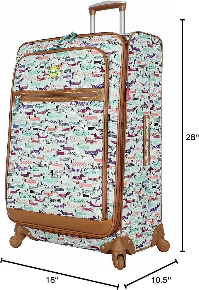 Lily Bloom Design Pattern 28" Luggage Softside Expandable With Double Spinner Wheels, Large Lightweight Suitcase Checked Bag For Women